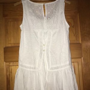 Anthropology White Embroidered Tank